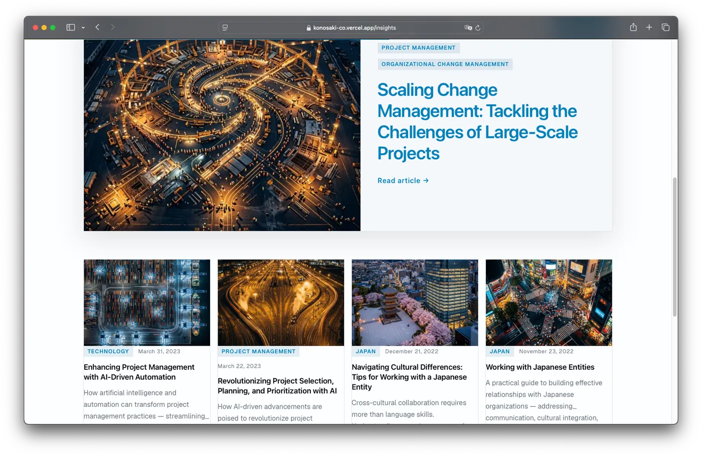 The insights section of the live bilingual site